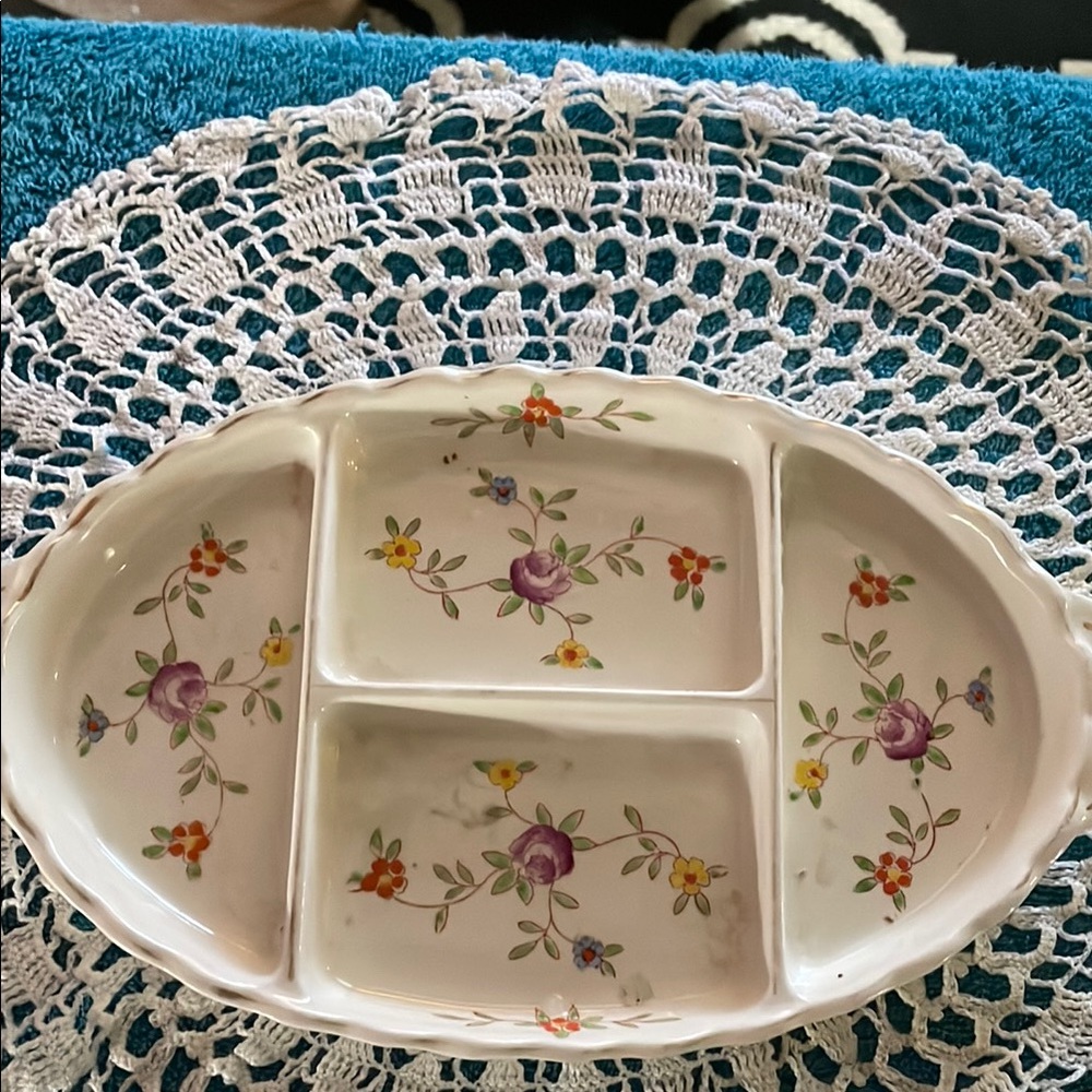 Floral Divided jewelry Dish
